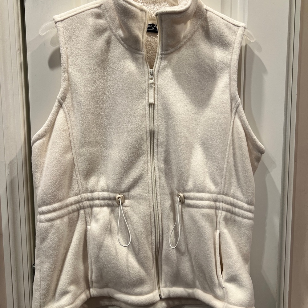 Jane Ashley White Sherpa Fleece Fur Vest Sz 1x